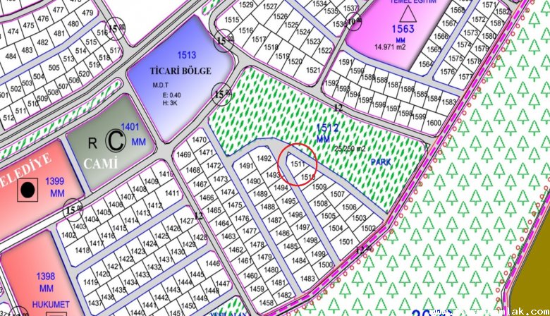 1.BÖLGEDE YEŞİL ALANA KOMŞU İMARLI 2 YOLA CEPHELİ ARSA